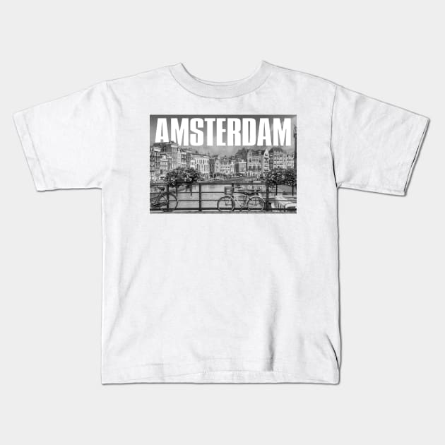 Amsterdam Cityscape Kids T-Shirt by PLAYDIGITAL2020